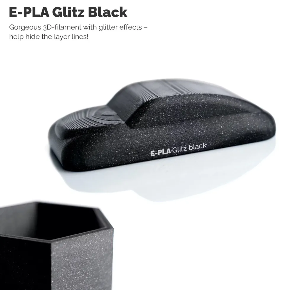 Addnorth E-PLA-filament for 3D-skriver 1,75 mm Glitz Black