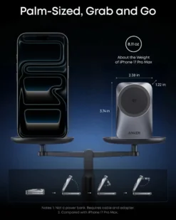 Anker Prime Foldable trådløs ladestasjon 3-i-1 MagGo Svart