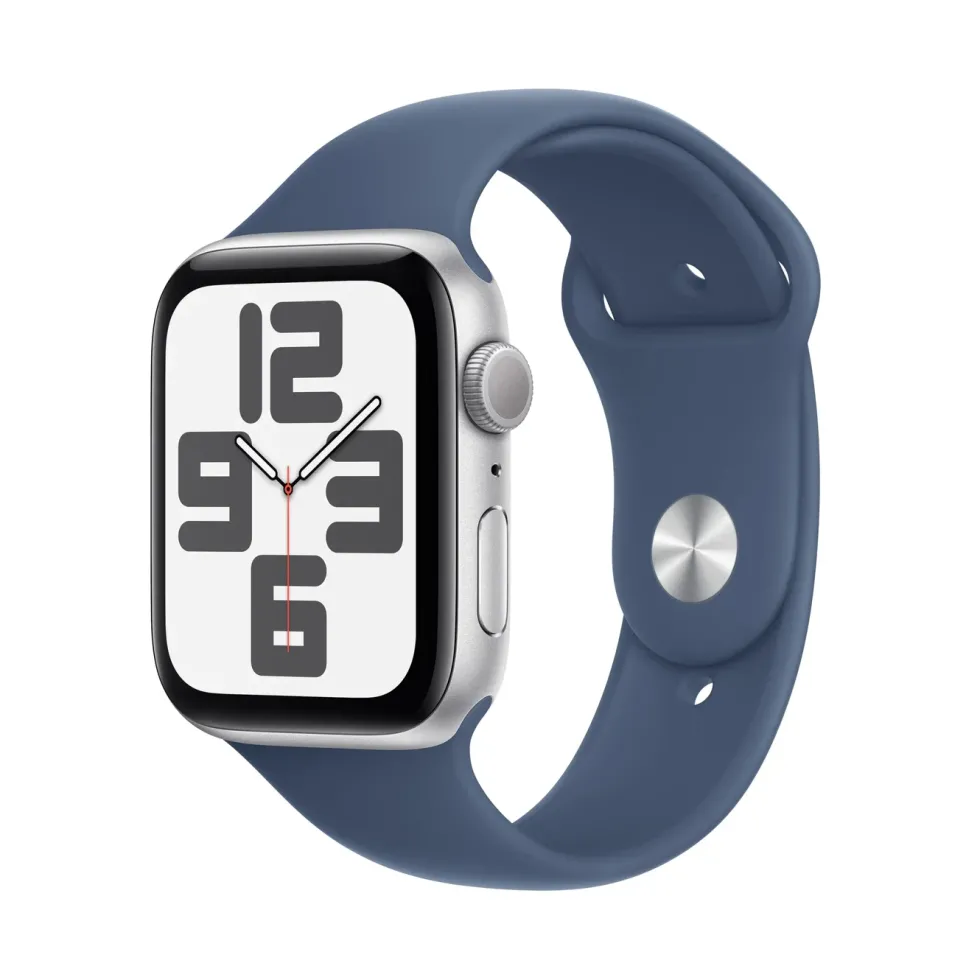 Apple Watch SE GPS 44 mm Silver Case med Denim Sport band M/L
