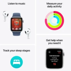 Apple Watch SE GPS 44 mm Silver Case med Denim Sport band M/L