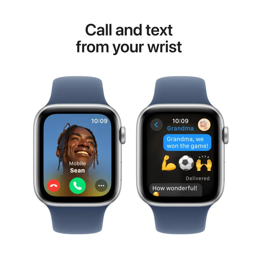 Apple Watch SE GPS 44 mm Silver Case med Denim Sport band M/L