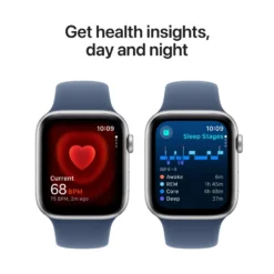 Apple Watch SE GPS 44 mm Silver Case med Denim Sport band M/L