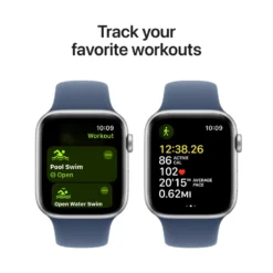Apple Watch SE GPS 44 mm Silver Case med Denim Sport band M/L