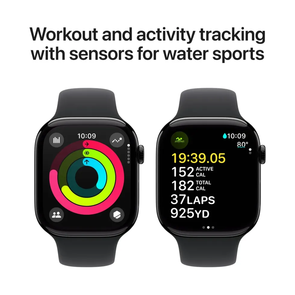 Apple Watch Series 10 GPS 46 mm Jet Black Case med Black Sport band S/M
