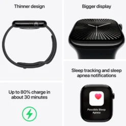 Apple Watch Series 10 GPS 42 mm Jet Black Case med Black Sport Band S/M