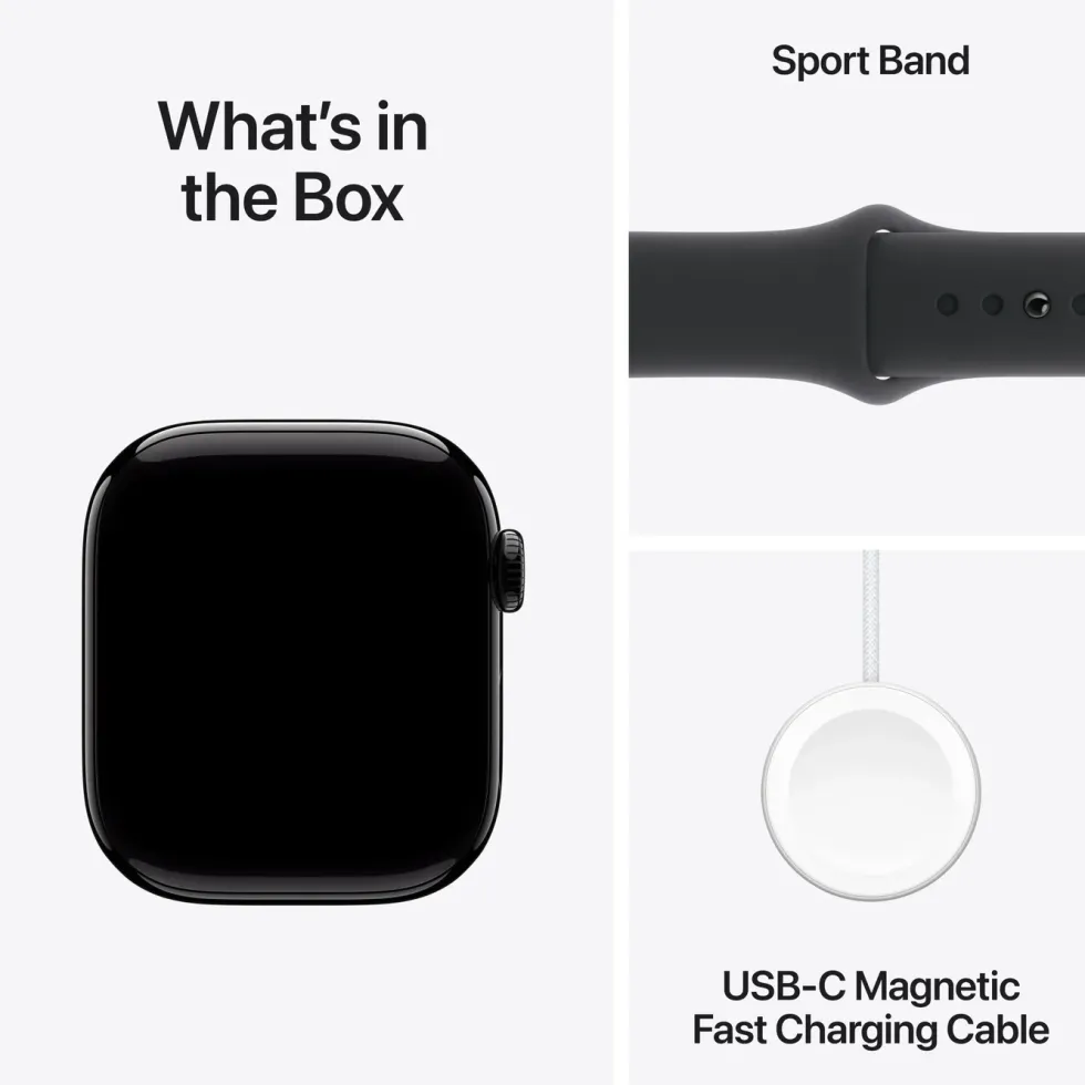 Apple Watch Series 10 GPS 42 mm Jet Black Case med Black Sport Band S/M