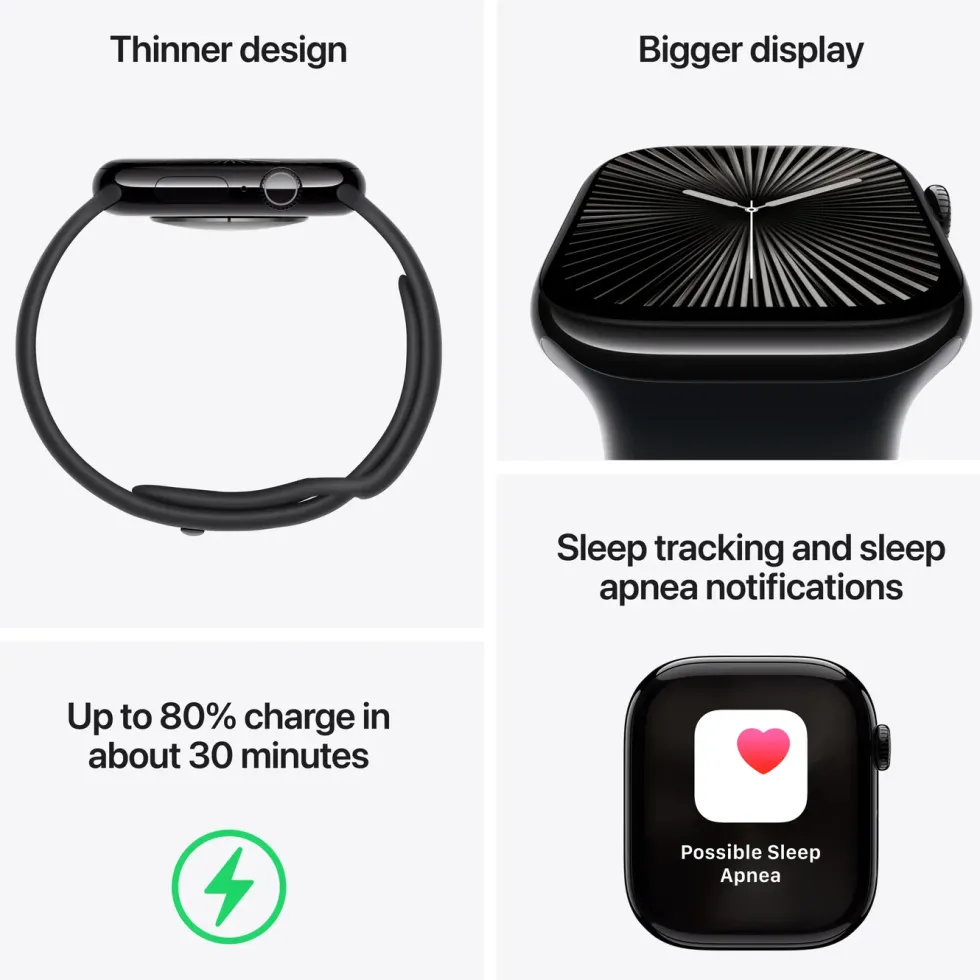 Apple Watch Series 10 GPS 42 mm Silver Case med Denim Sport Band S/M