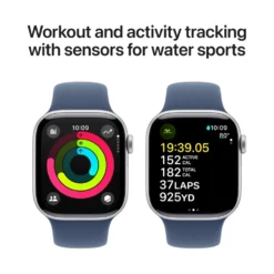 Apple Watch Series 10 GPS 42 mm Silver Case med Denim Sport Band S/M