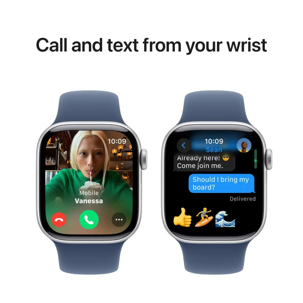Apple Watch Series 10 GPS 42 mm Silver Case med Denim Sport Band S/M