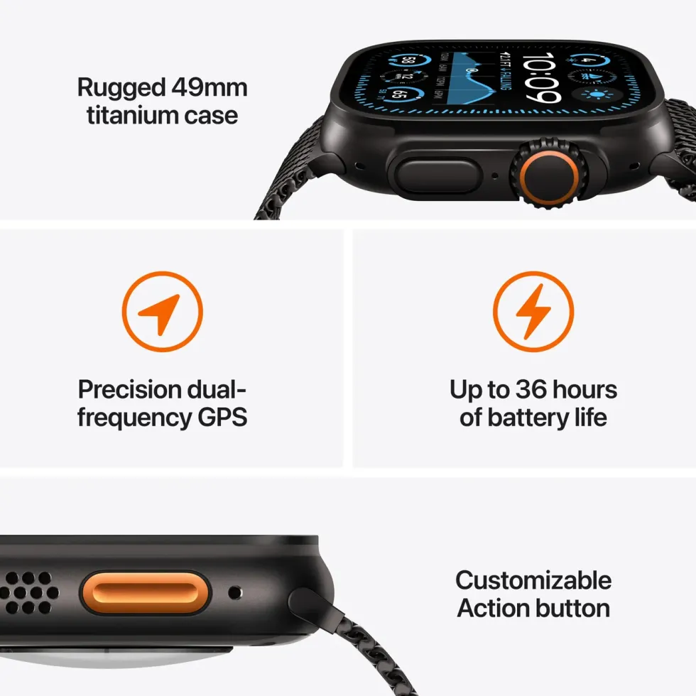 Apple Watch Ultra 2 GPS + Cellular Black Titanium Case med Black Ocean band