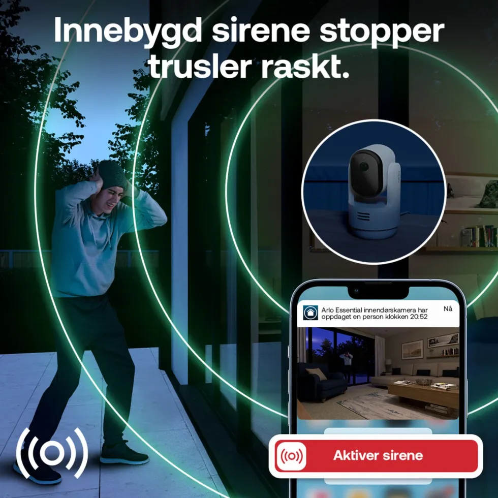Arlo Essential 3 2K PTZ – Overvåkingskamera innendørs 2-pk.