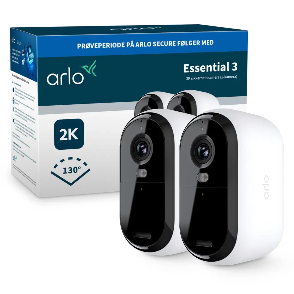 Arlo Essential 3 2K – Trådløst overvåkingskamera 2-pk.