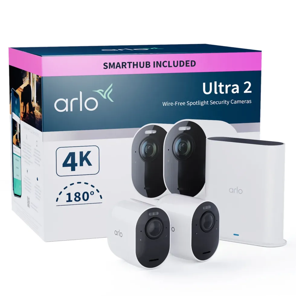 Arlo Ultra 2 Spotlight – Trådløst overvåkingskamera 2-pk. Hvit