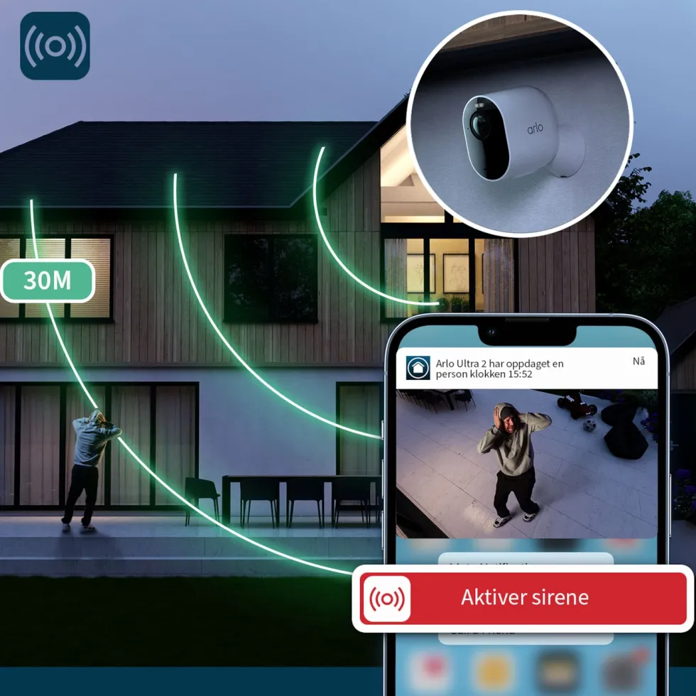 Arlo Ultra 2 Spotlight – Trådløst overvåkingskamera 4-pk. Hvit