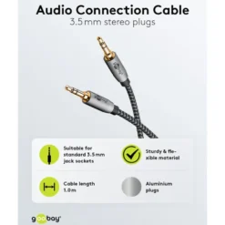AUX-lydkabel 3,5 mm 1 m