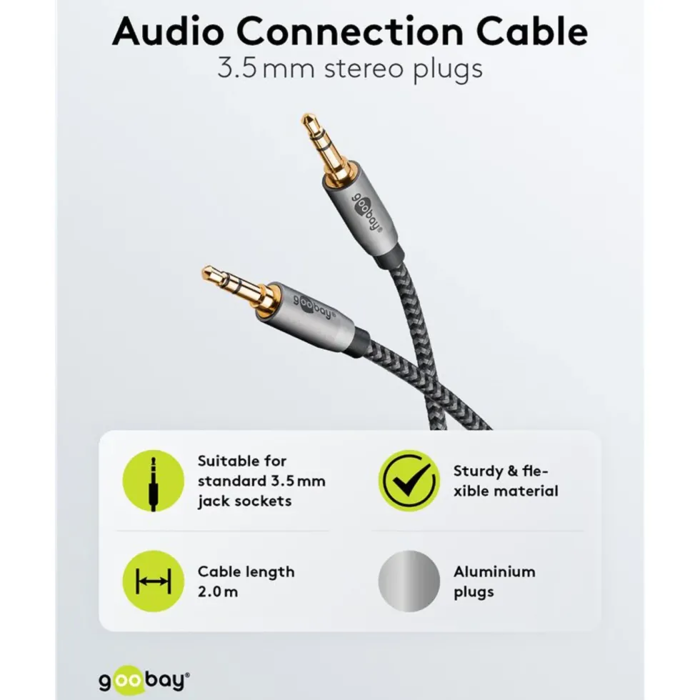 AUX-lydkabel 3,5 mm 2 m
