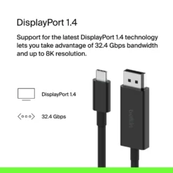 Belkin USB-C-kabel til Displayport 8K/60 Hz 2 m