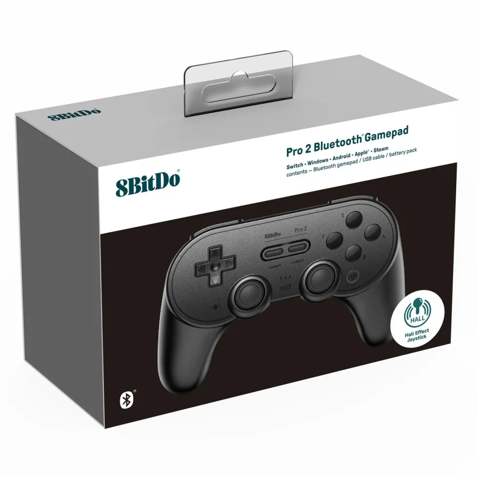 8Bitdo Pro 2 Bluetooth Hall Edition Håndkontroller Svart
