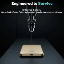 BMX Ultratynt magnetisk Qi2-powerbank 5000 mAh, semi-solid-state i titan Gold