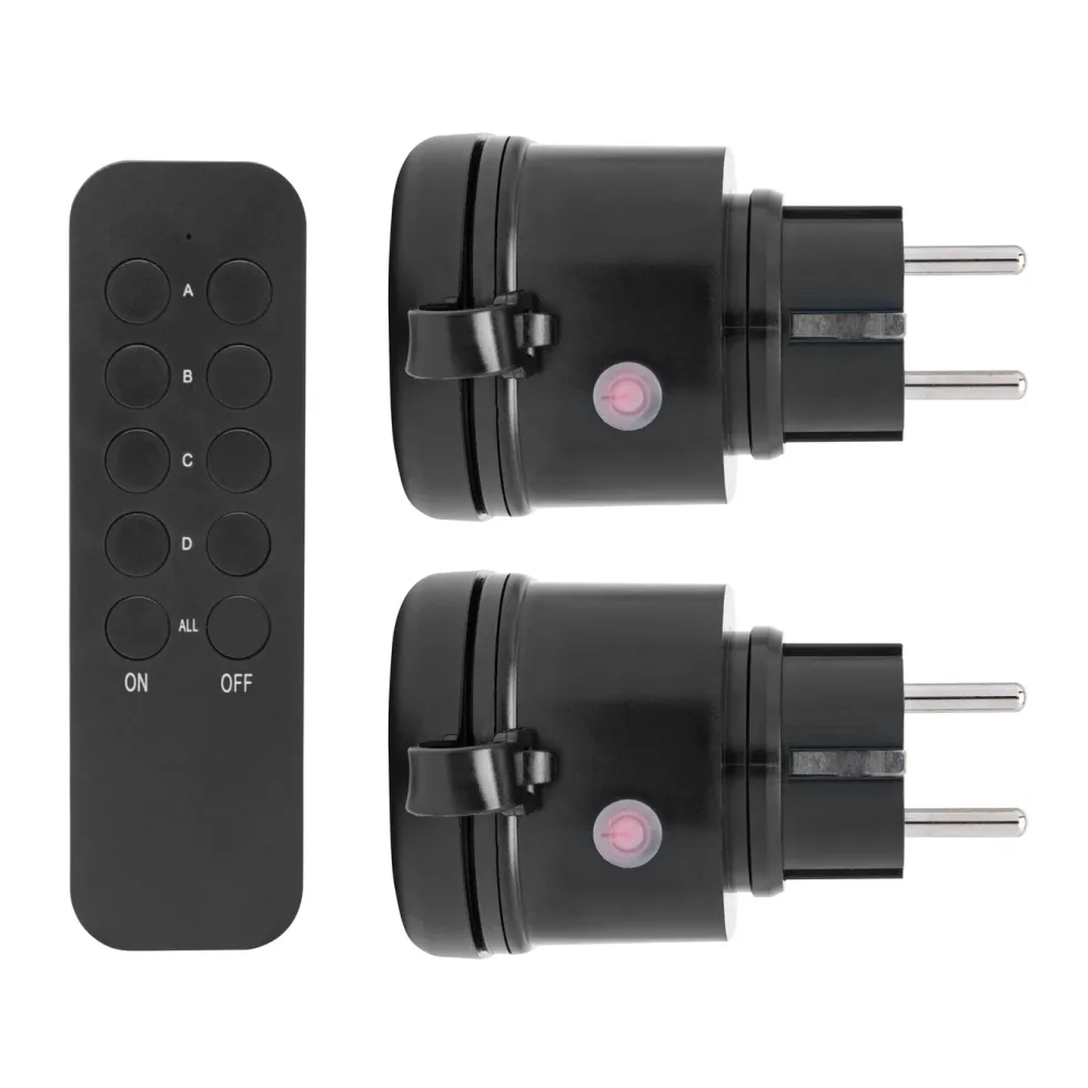 Cleverio Mini-fjernstrømbryter for utendørsbruk 3680W 2-pk