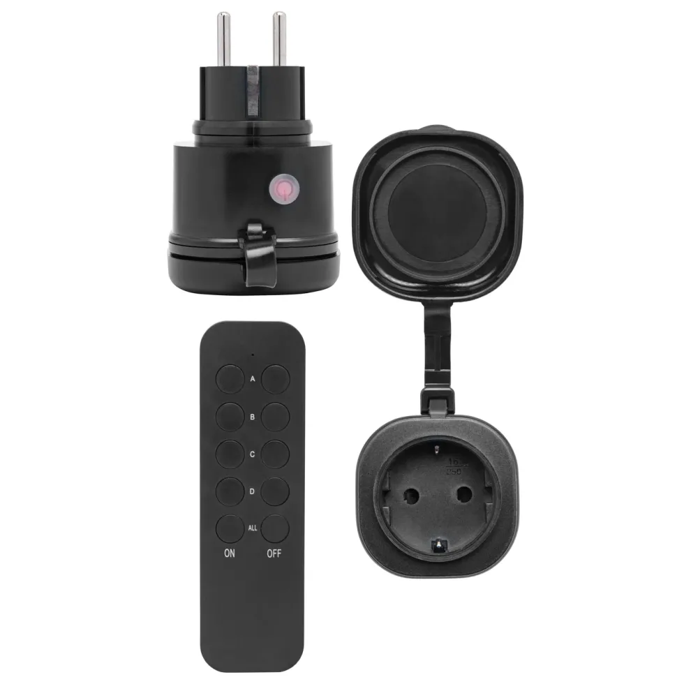 Cleverio Mini-fjernstrømbryter for utendørsbruk 3680W 2-pk