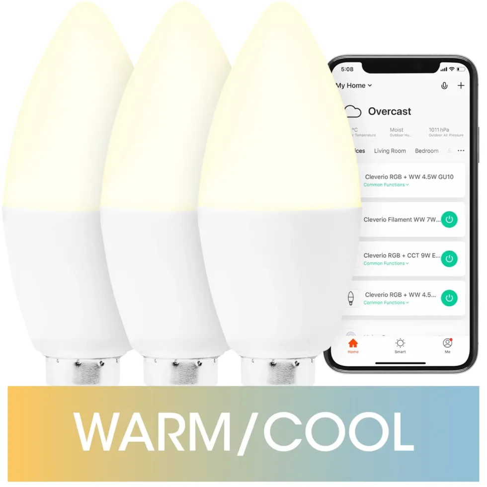 Cleverio Smart E14 LED-pære 470 lm 3-pk.