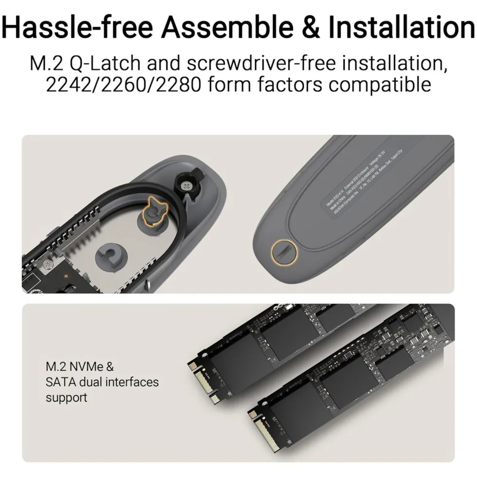 Cobble SSD Enclosure Harddiskkabinett M.2 Grå