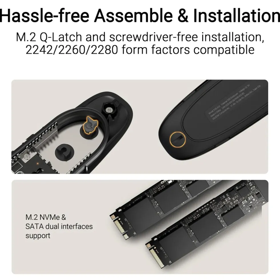 Cobble SSD Enclosure Harddiskkabinett M.2 Svart