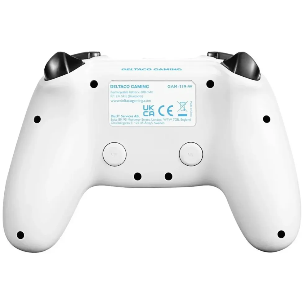 Deltaco Trådløs håndkontroller for PS4 og PC Hvit