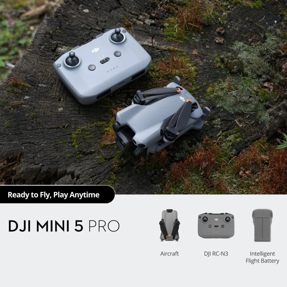 DJI Mini 5 Pro – sammenleggbar drone med 50 MP-kamera