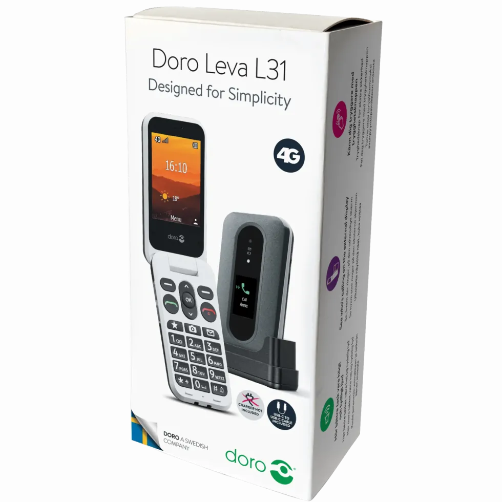 Doro Leva L31 Mobiltelefon 4G Svart/hvit