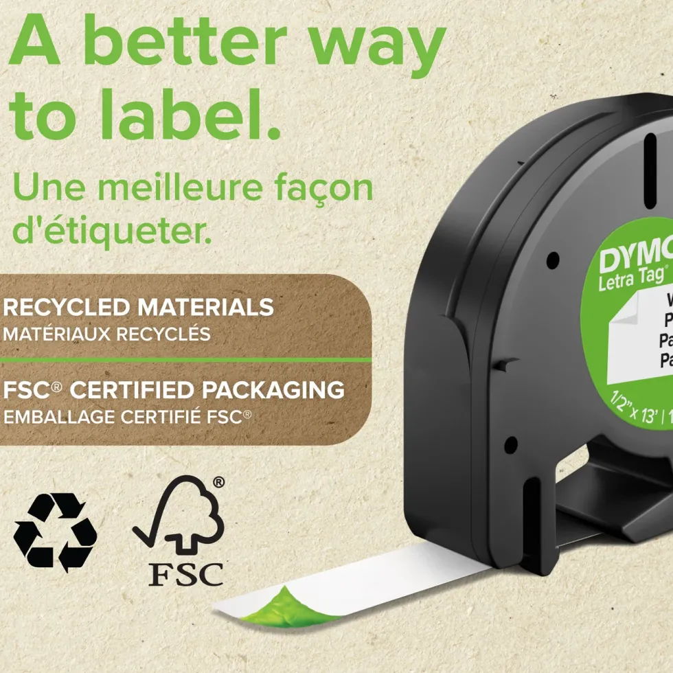 Dymo Letratag merketape av papir 12 mm