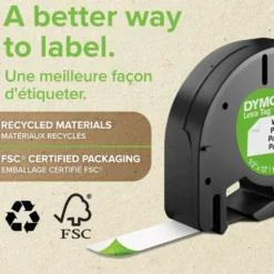 Dymo Letratag merketape av plast 12 mm Hvit