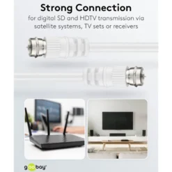 F-kabel - Hvit 2,5 m