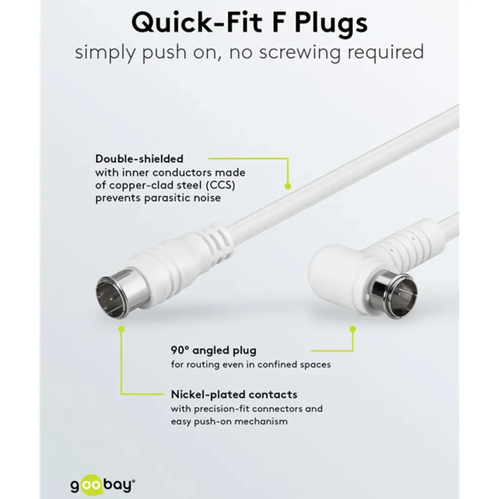 F-kabel Hvit vinklett 5 m