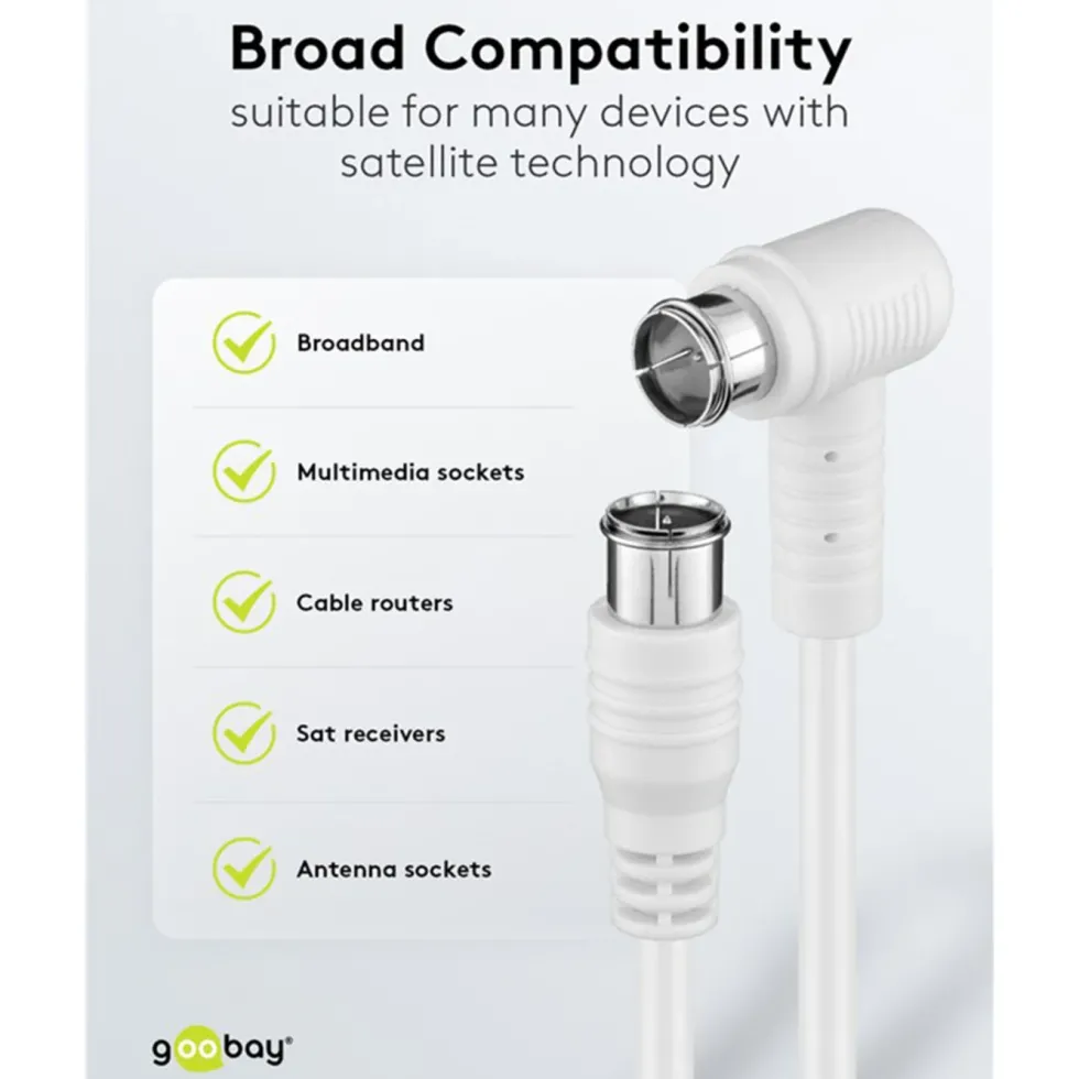 F-kabel Hvit vinklett 5 m