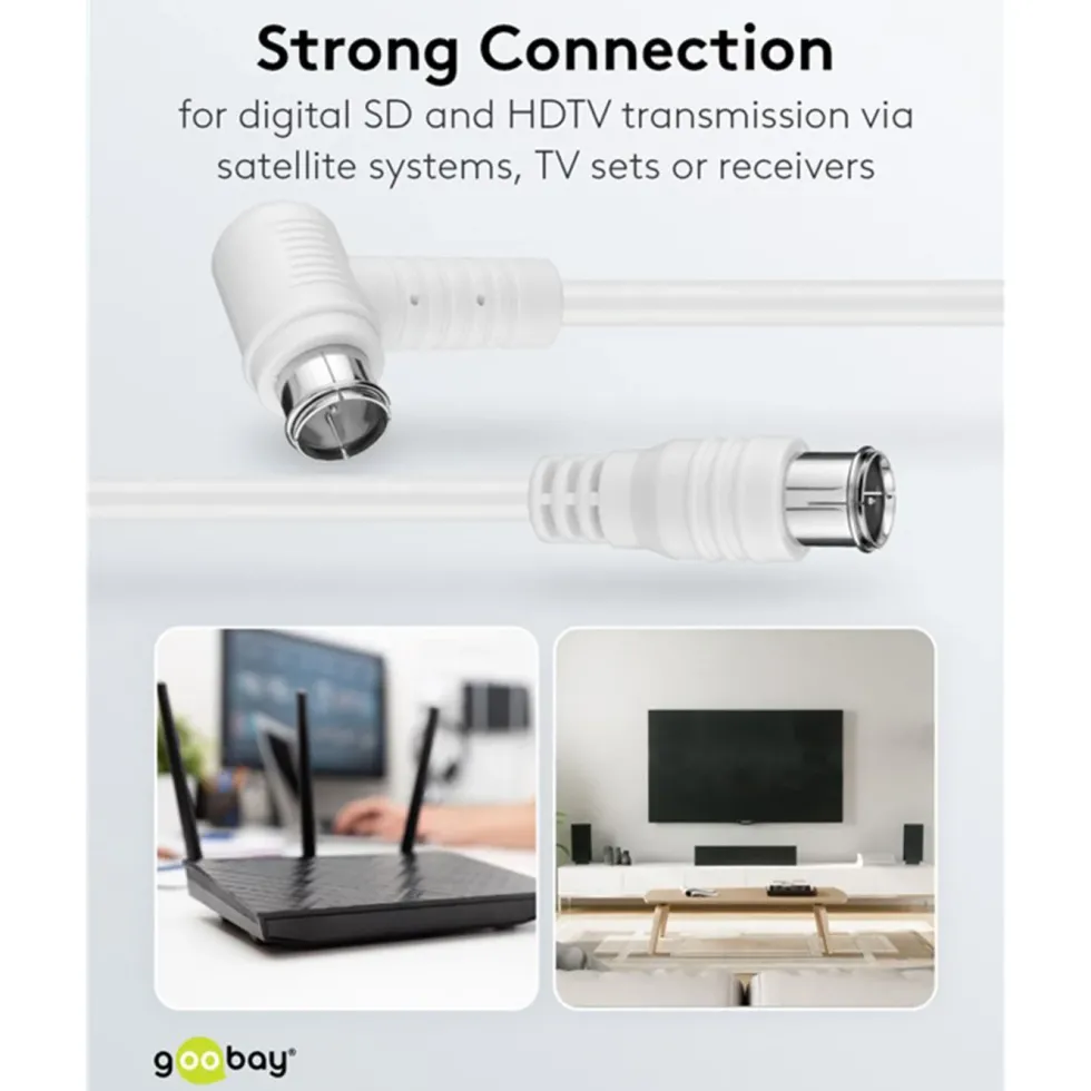 F-kabel Hvit vinklett 5 m