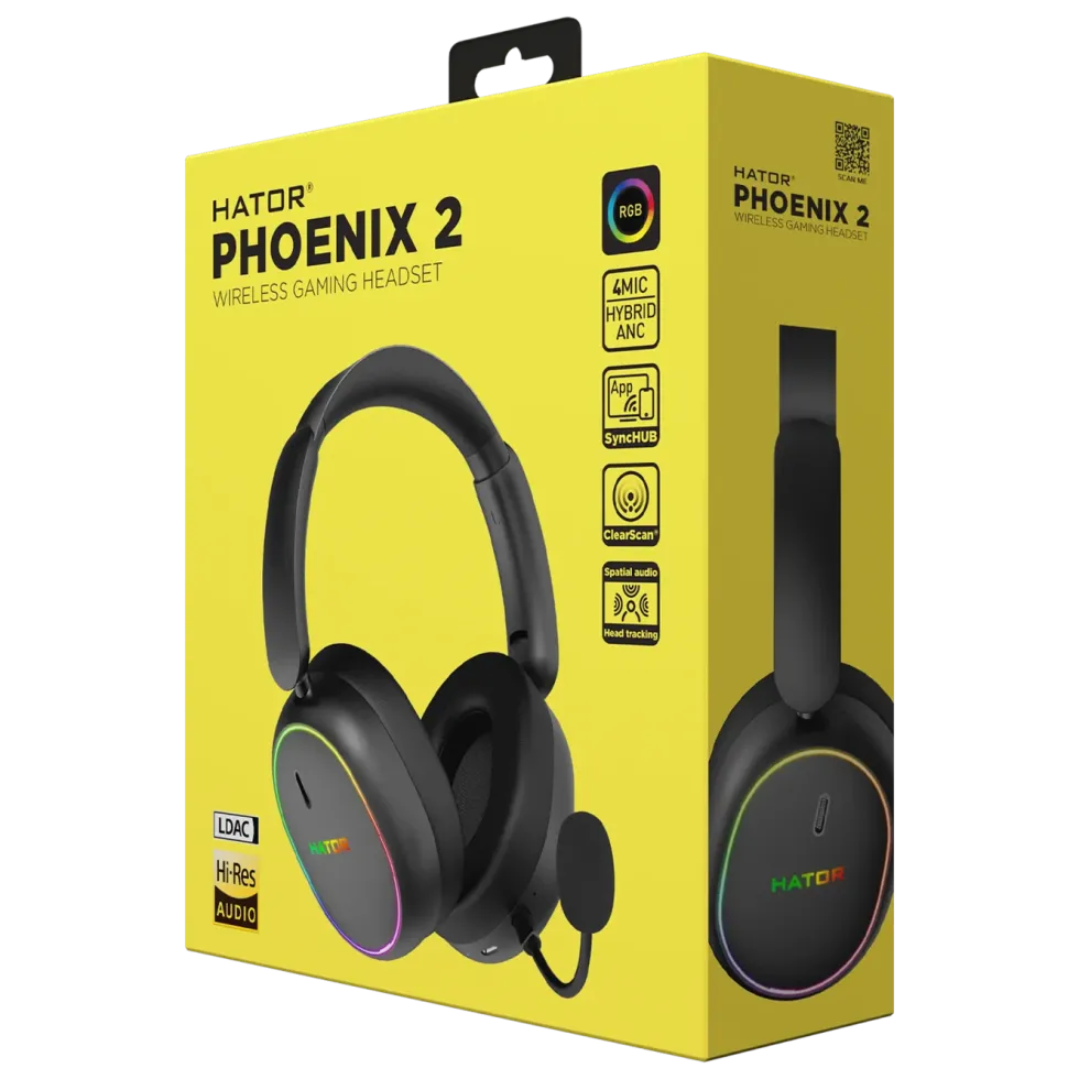 Hator Phoenix 2 Wireless trådløst gamingheadset med RGB