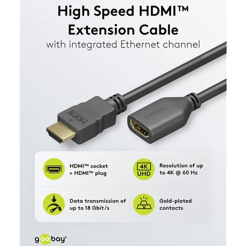 HDMI™-forlengelseskabel 4K/60 Hz 3 m