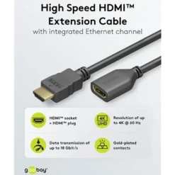 HDMI™-forlengelseskabel 4K/60 Hz 1 m