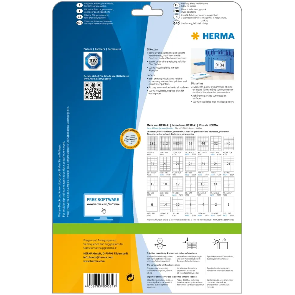 Herma Selvklebende skriverpapir A5 50-pk. - permanent