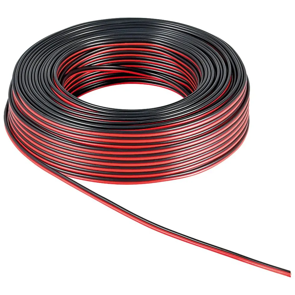 Høyttalerkabel 4 mm², svart/rød 10 m