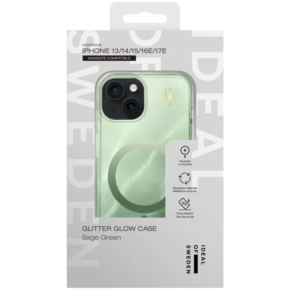 IDEAL OF SWEDEN Clear MagSafe Case – mobildeksel til iPhone 13, 14, 15, 16e og 17e Sage Green