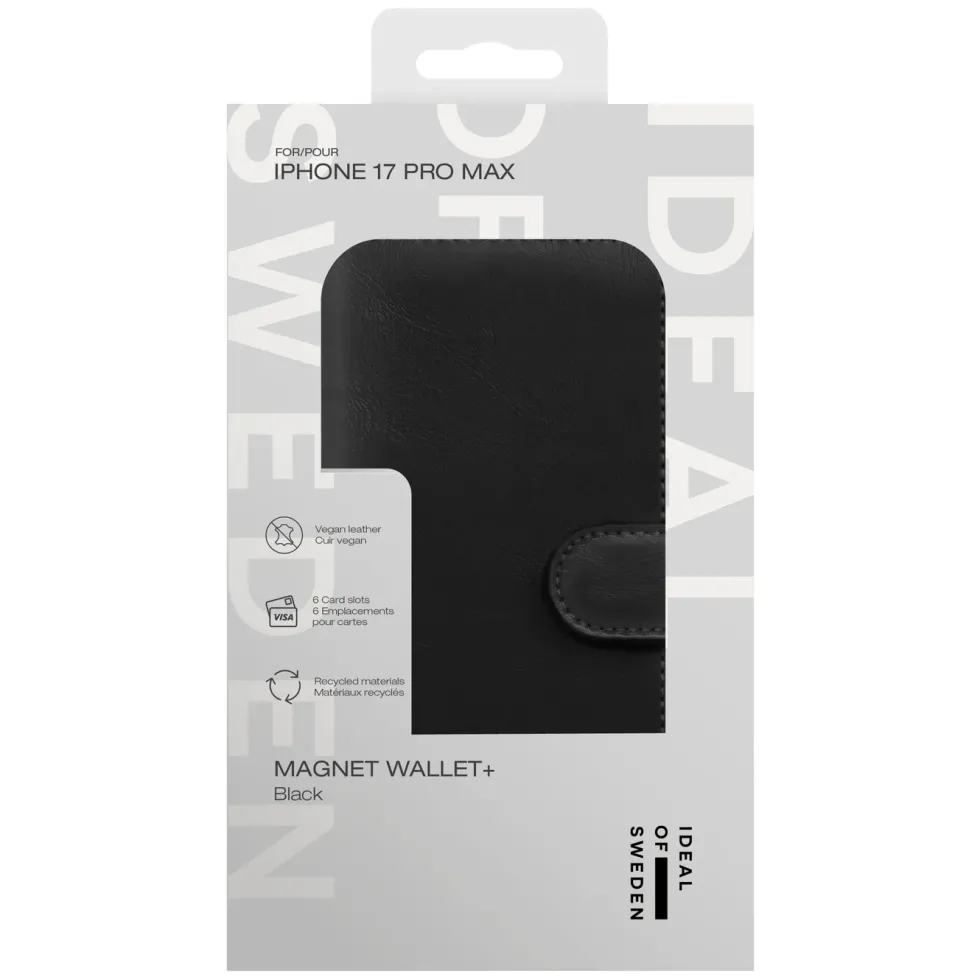 IDEAL OF SWEDEN Magnet Wallet+ - lommebokdeksel til iPhone 17 Pro Max Black