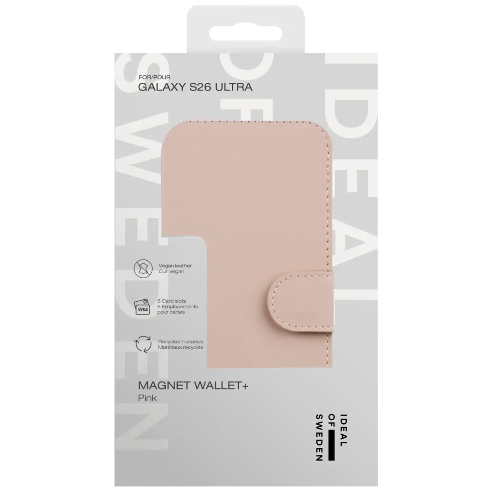 IDEAL OF SWEDEN Magnet Wallet+ - lommebokdeksel til Galaxy S26 Ultra Pink