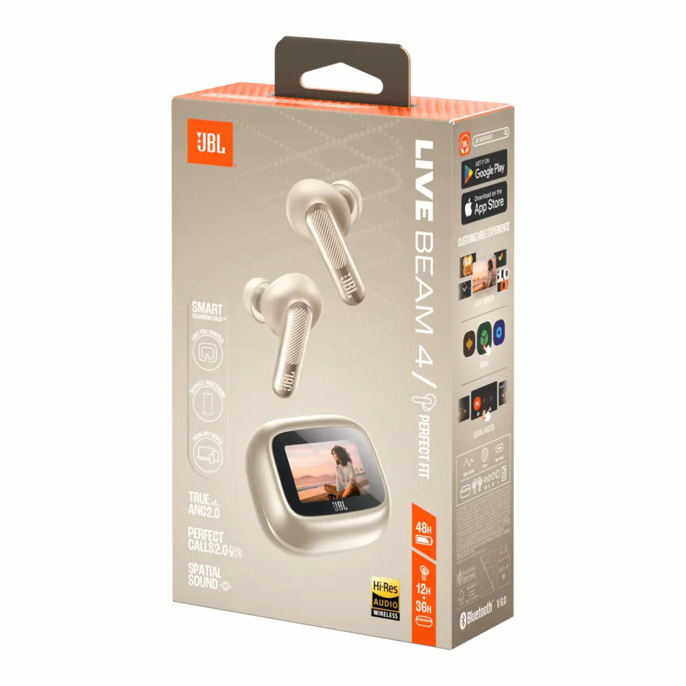 JBL Live Beam 4 trådløse in-ear-hodetelefoner Champagne
