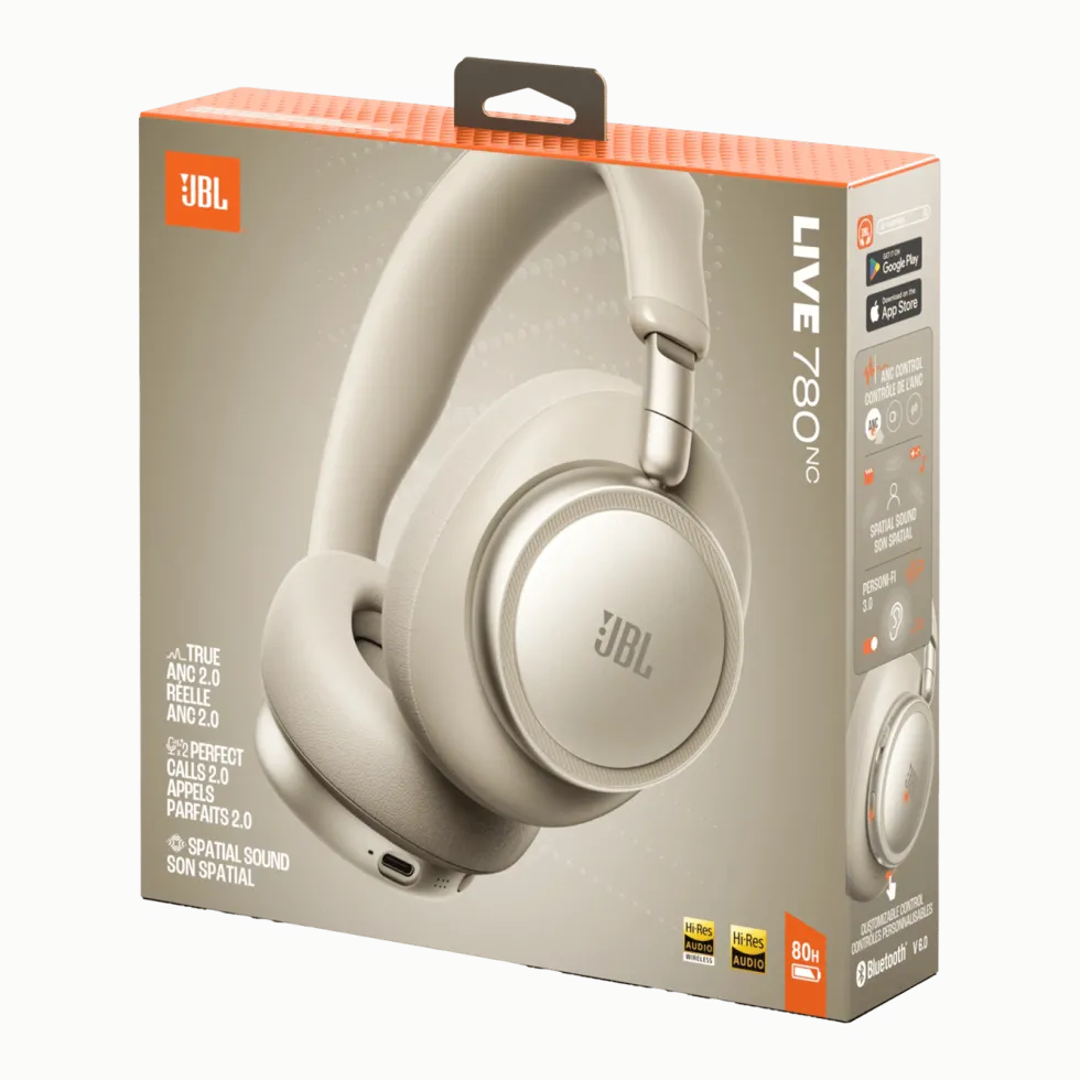 JBL Live 780NC over-ear-hodetelefoner med støyreduksjon Champagne