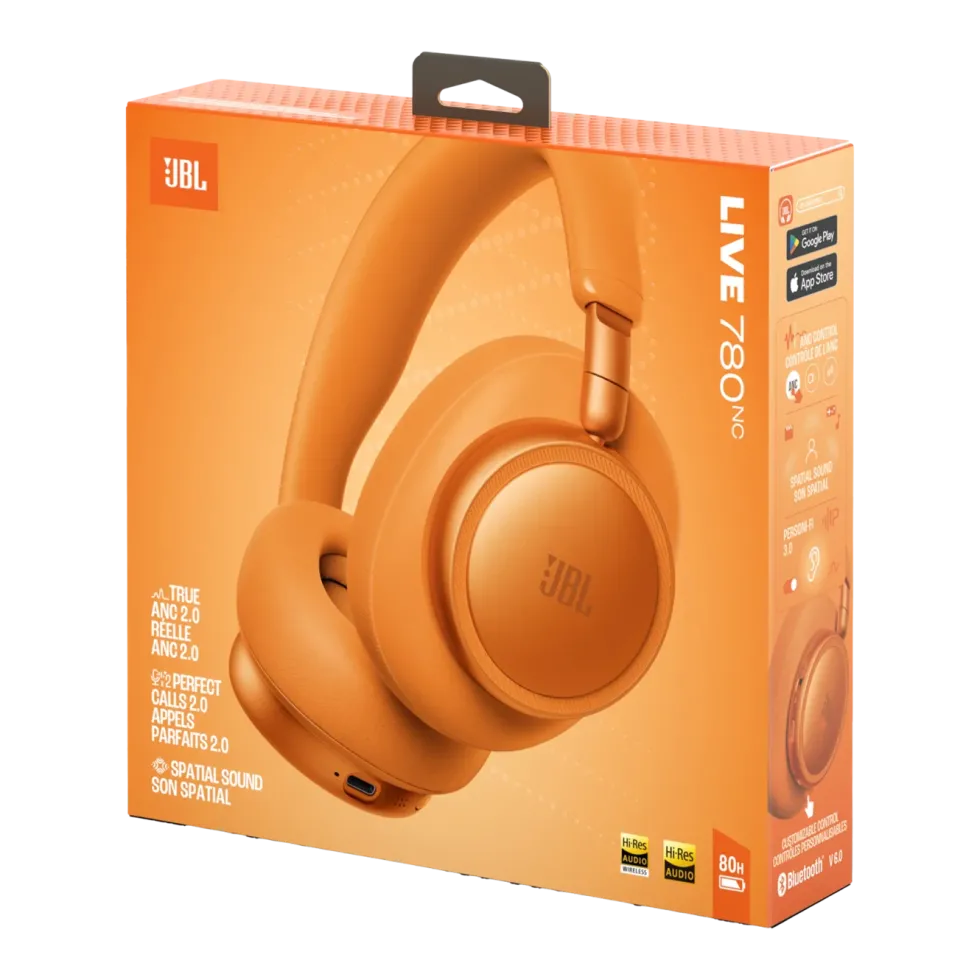 JBL Live 780NC over-ear-hodetelefoner med støyreduksjon Orange