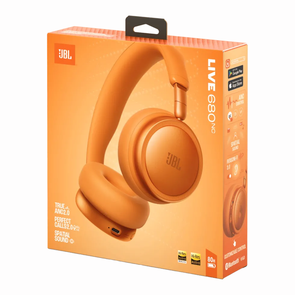 JBL Live 680NC trådløse on-ear-hodetelefoner Orange