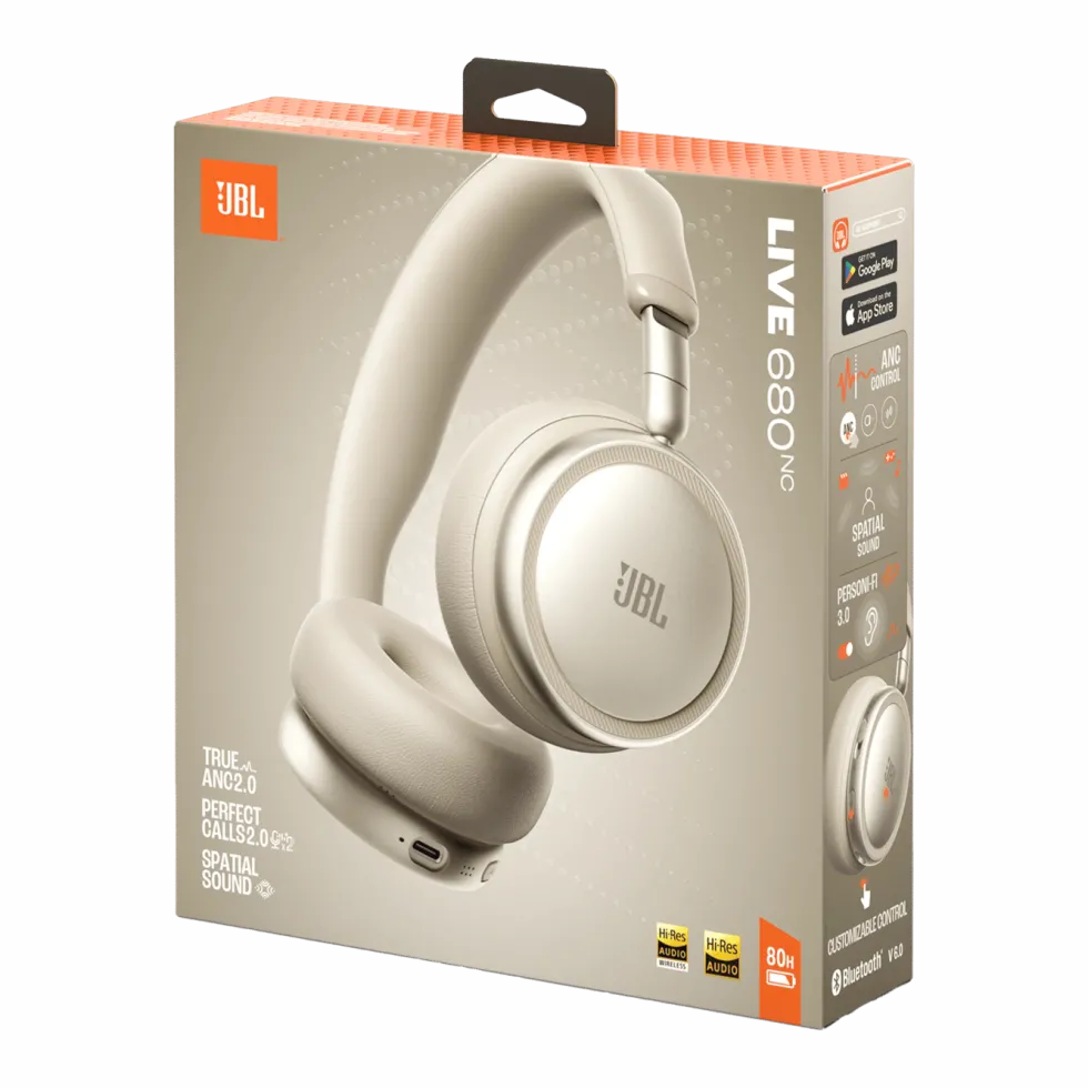 JBL Live 680NC trådløse on-ear-hodetelefoner Champagne